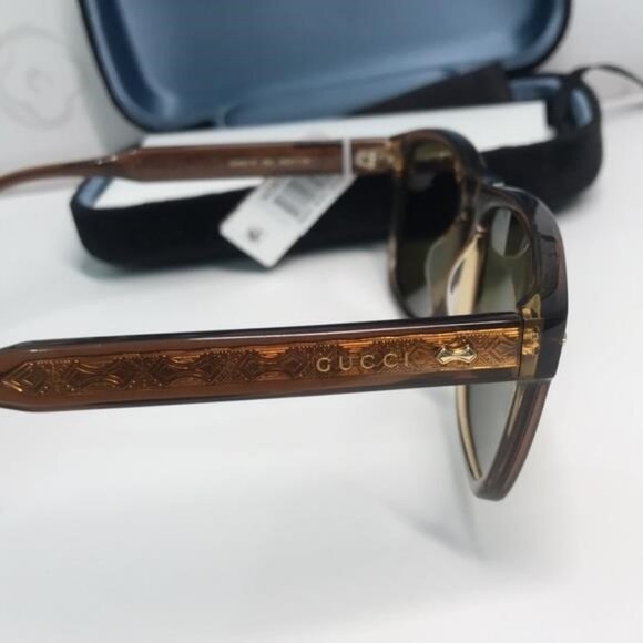 ✨ Brand New Gucci GG0911S 003 Sunglasses – Brown Frame with Green Lenses ✨ - Picture 3 of 14